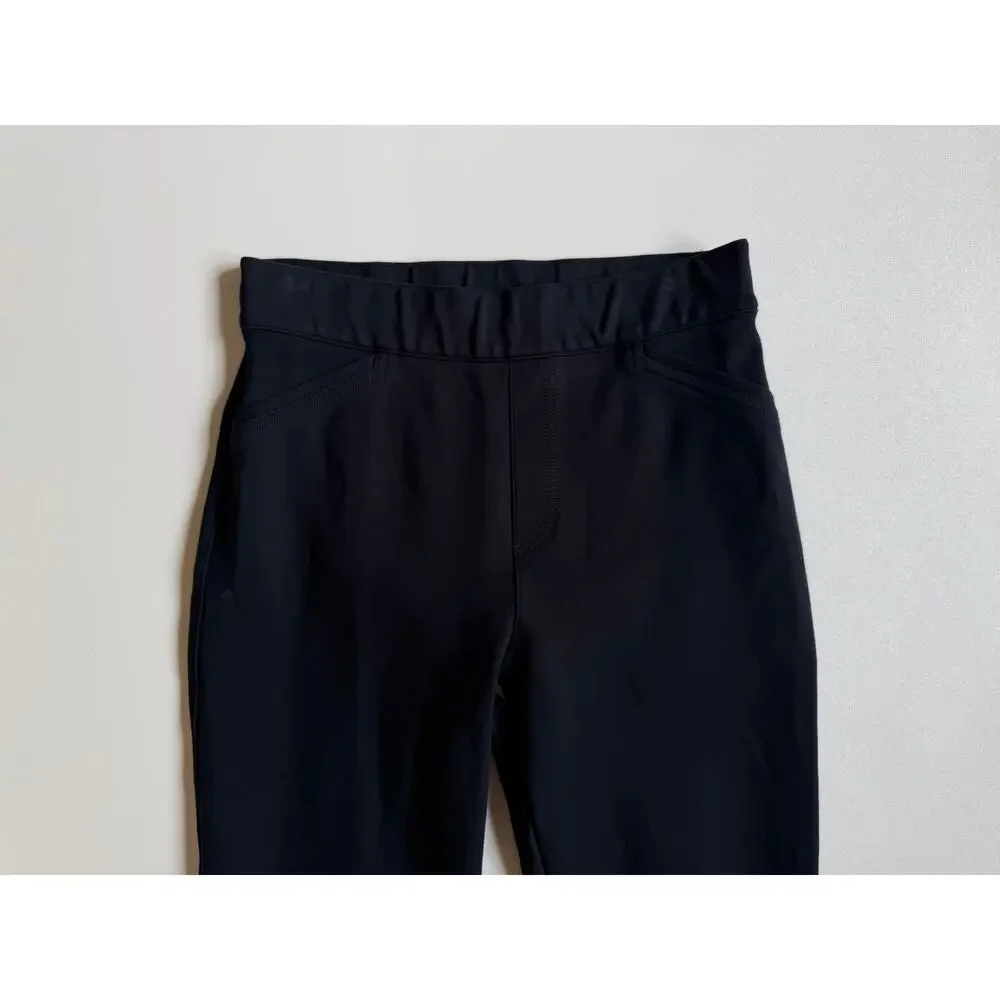 Spanx Women's Black Ponte Slim Pull-On Cropped Straight Leg Pants Size M
